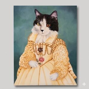 Carol Lew Royal Cat Portrait Canvas Renaissance Style Cat Wall Art 20x16